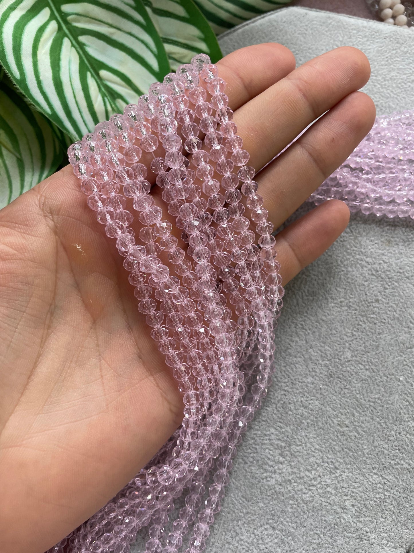 Cristal rondelle rosa traslúcido 6mm