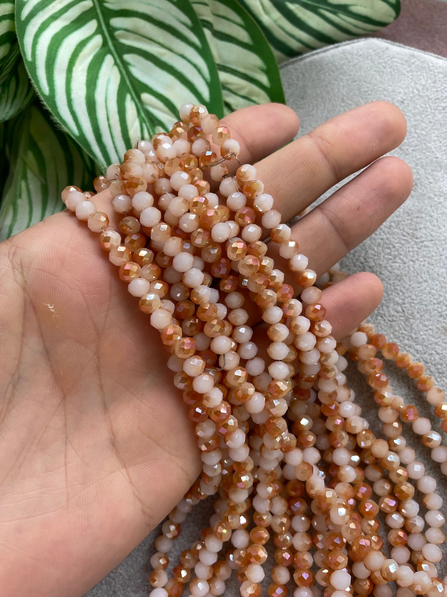 Cristal rondelle beige + tornasol 6mm