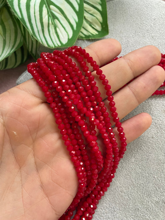 Cristal rondelle rojo #1; 4mm