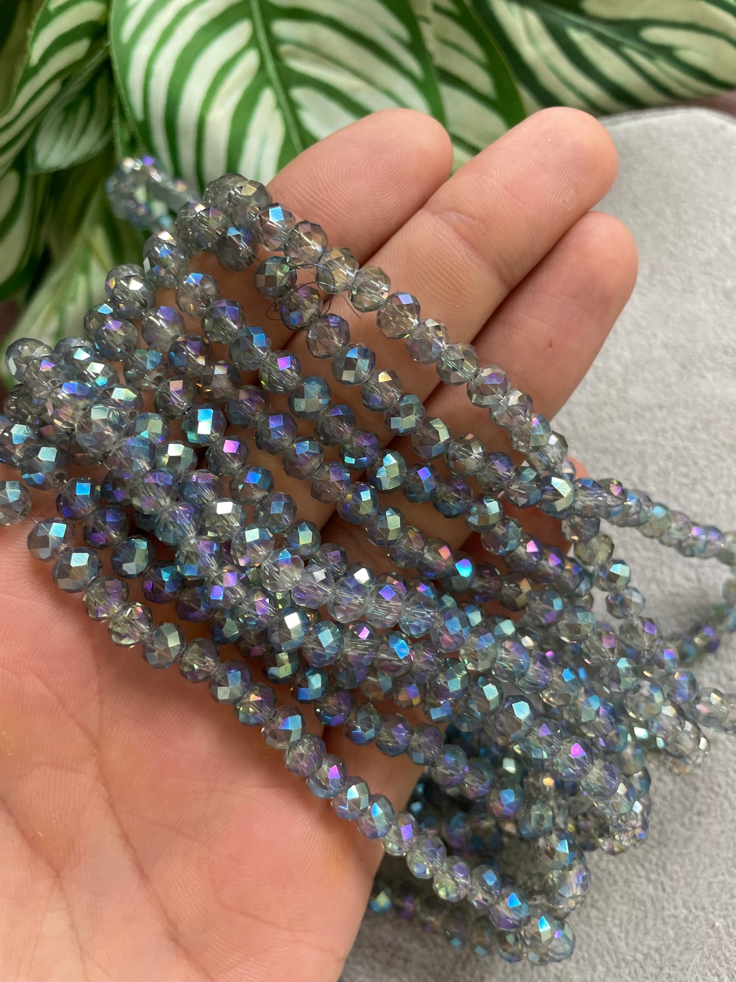 Cristal rondelle azul traslúcido 6mm