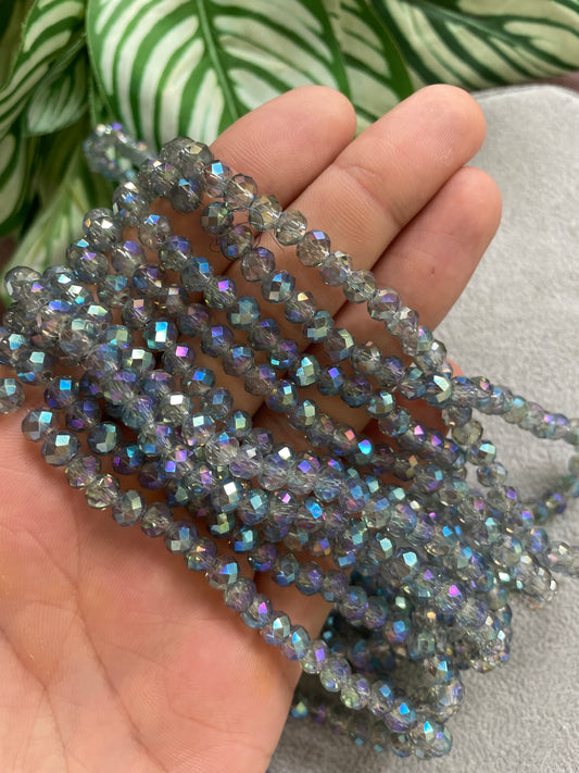 Cristal rondelle azul traslúcido 6mm