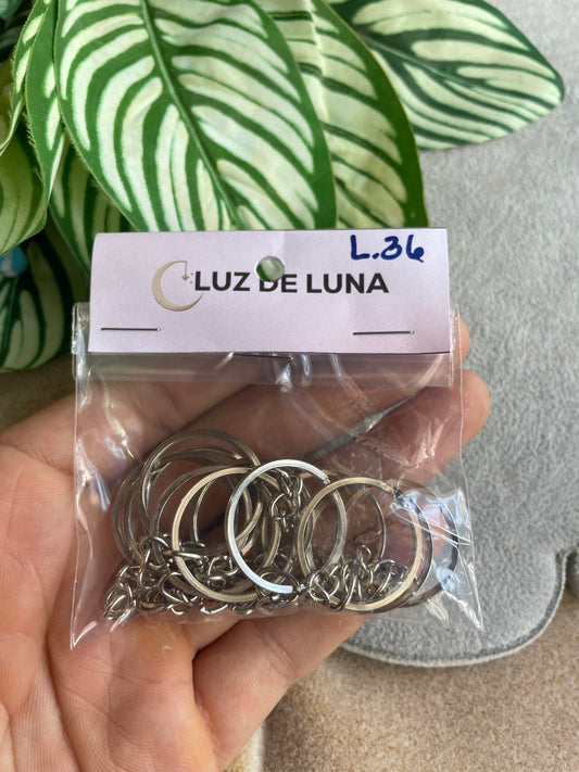 Docena de argollas para llavero plateadas