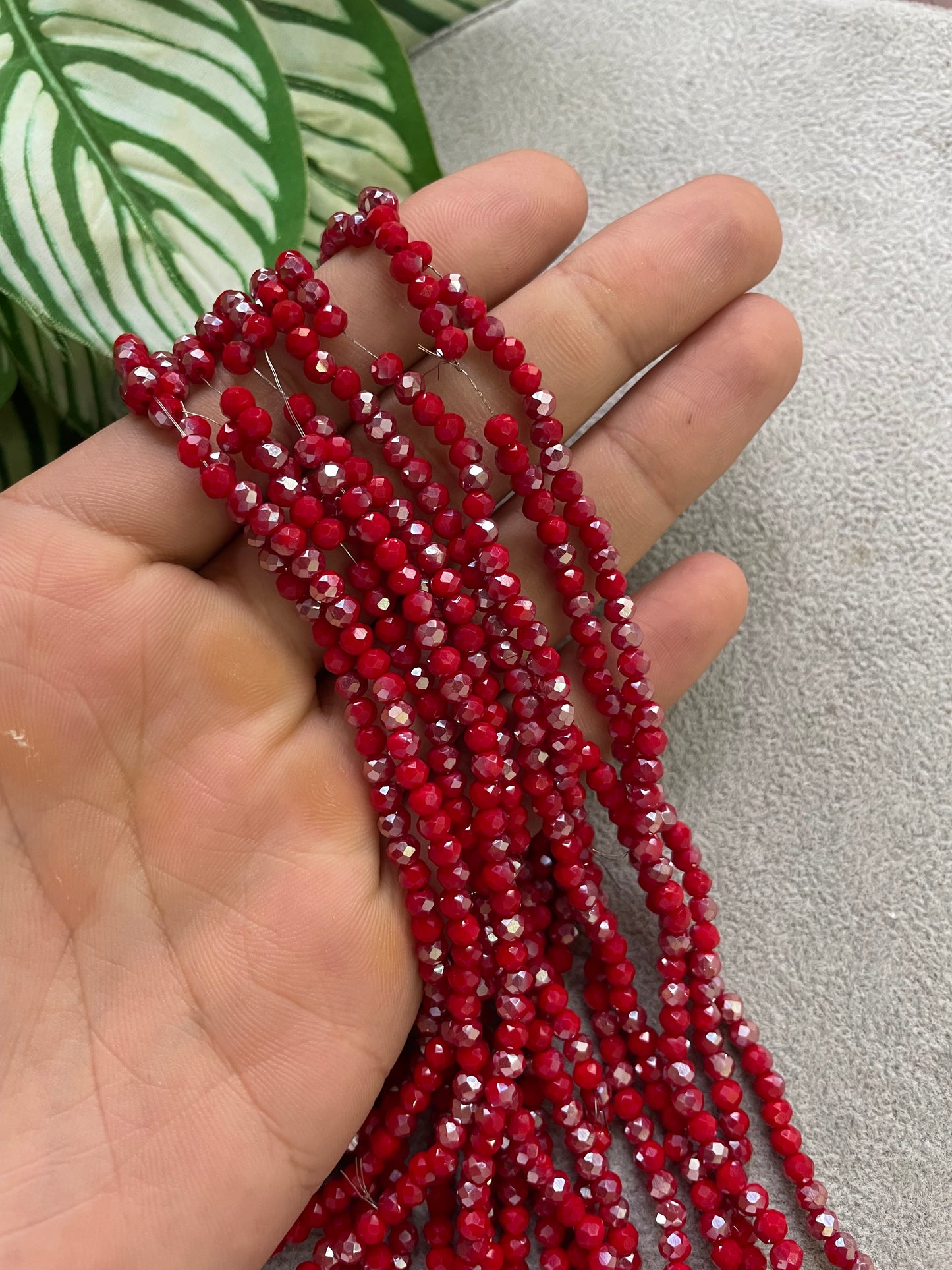 Cristal rondelle rojo + tornasol 4mm