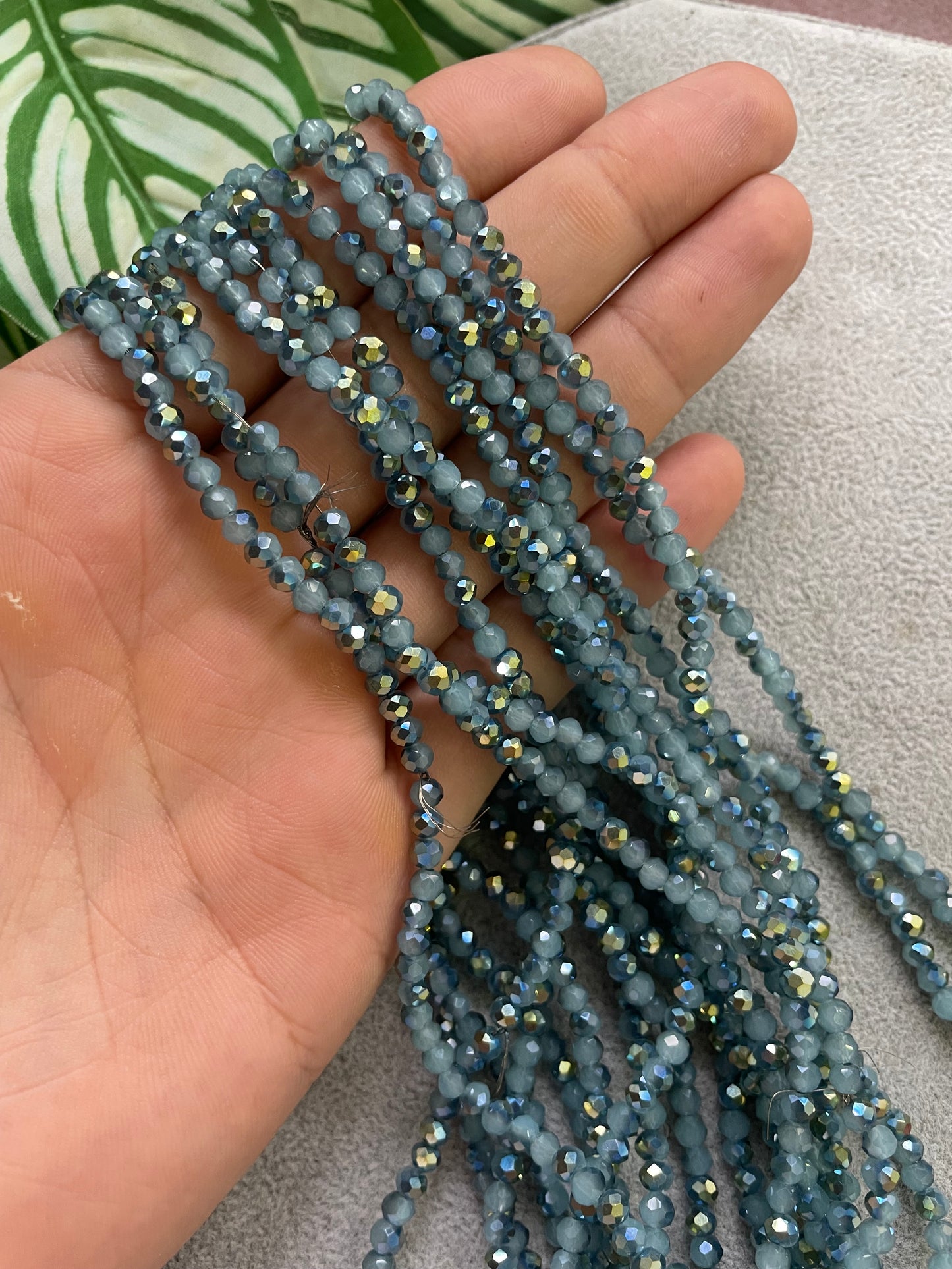 Cristal rondelle turquesa + tornasol 4mm