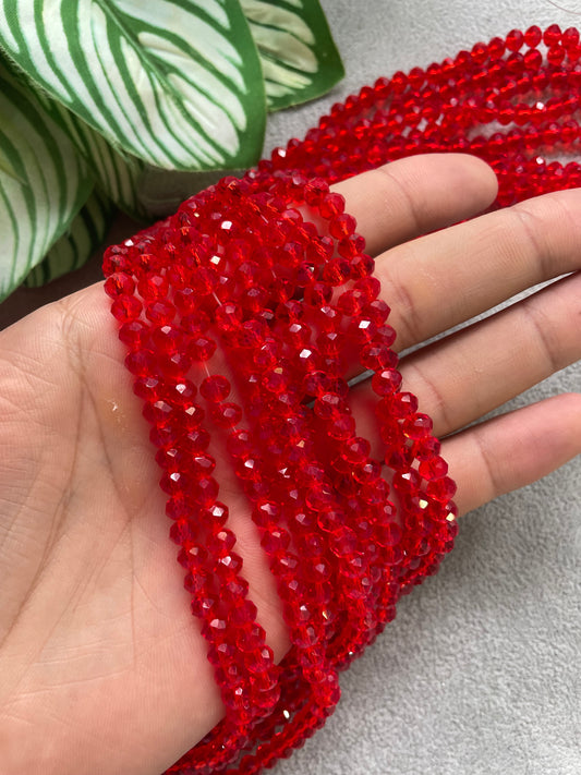 Cristal rondelle rojo traslúcido 6mm