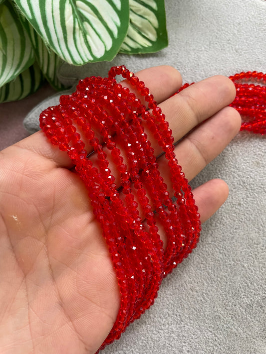 Cristal rondelle rojo #2; 4mm