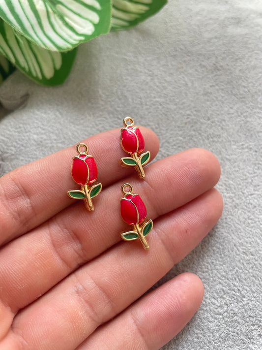 Tulipán rojo de brass con enamel