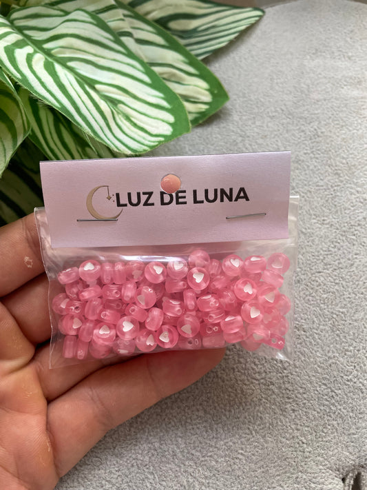 Bolsa de corazón acrílico rosa (15g)